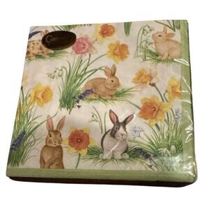 Caspari Easter Bunnies Daffodils Paper Napkins Dinner Gathering Party Sealed